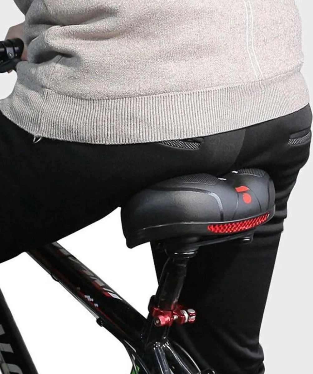 Voltano Fietszadel Met Gelpads - Zwart/Rood - Uitsparing - Zadelvering - Unisex - Incl. Gratis Zadelstrop - Afbeelding 13
