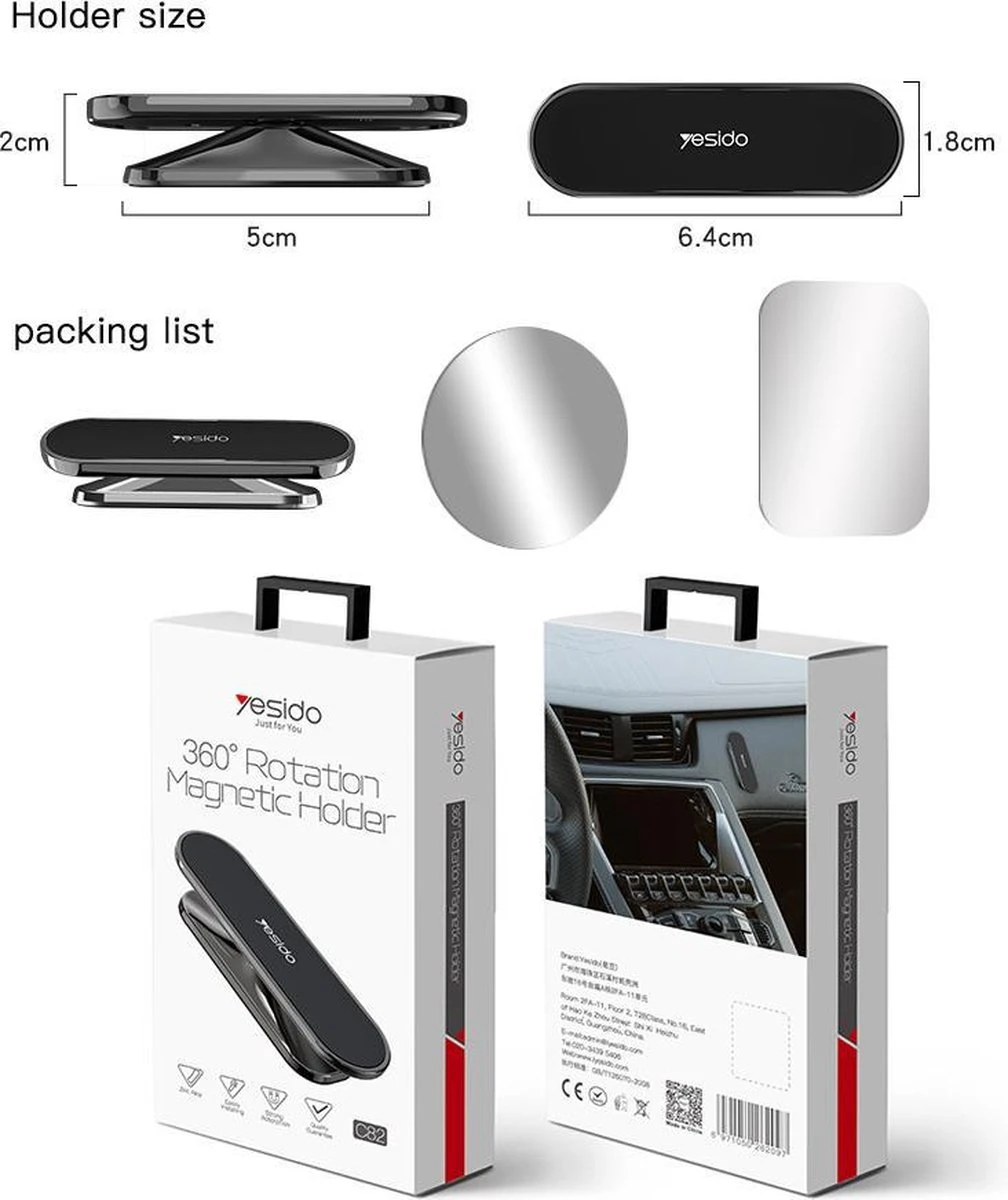 Magneet 360° Rotatie Telefoonhouder - Sterk Magneet - Telefoonhouder - Stabiele Telefoonhouder - Magneet Voor In De Auto, Thuis En Keuken - Goede Kwaliteit Magneten - Afbeelding 2