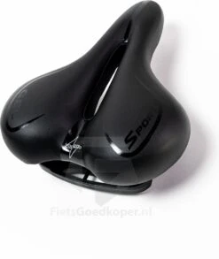 Voltano City / Tour Fietszadel - Comfortabel Gel Zadel - Met Uitsparing - Unisex - Zwart - Elastomeren Vering Voor Extra Comfort