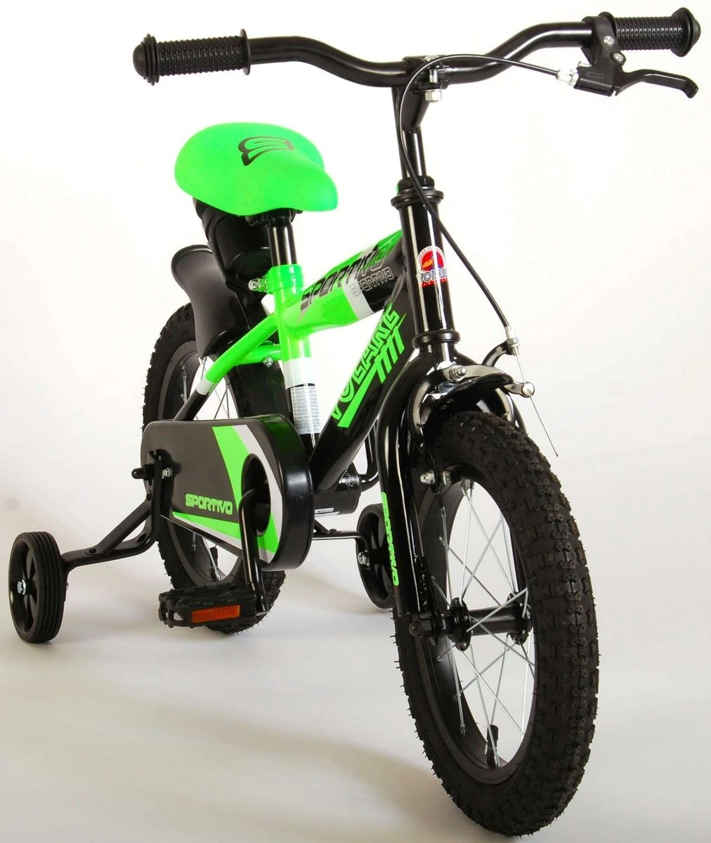 Volare Sportivo Kinderfiets - Jongens - 14 Inch - Neon Groen/Zwart - 95% Afgemonteerd - Afbeelding 5