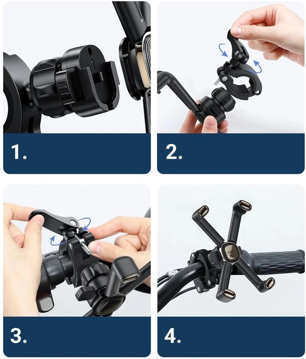 Baseus 360° Fiets Telefoonhouder Voor Smartphones 4.7 Tot 6.7 Inch - Afbeelding 3