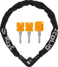 Xolid Kettingslot Met 3x Sleutel Incl. 1x LED - Solid Pantserslot Uit Gehard Staal - Gebruik Slot Lock Motor Scooter Fiets Motorslot Scooterslot - Alternatief Voor Ketting Ringslot Cijferslot Kabelslot Beugelslot - Lengte 100CM Dikte 8MM - Zwart