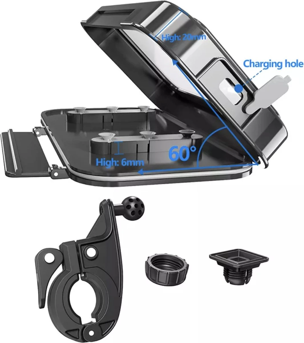 Merkloos Universele Telefoon Houder - Waterdicht Motorfiets Fiets Telefoon Houder Voor Stuur - Afbeelding 2