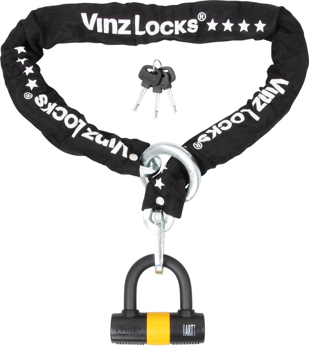 VINZ Trivor ART 4 Kettingslot - 120 Cm Motorslot Van Gehard Staal Met Ring / Scooterslot Met Hangslot / Schijfremslot