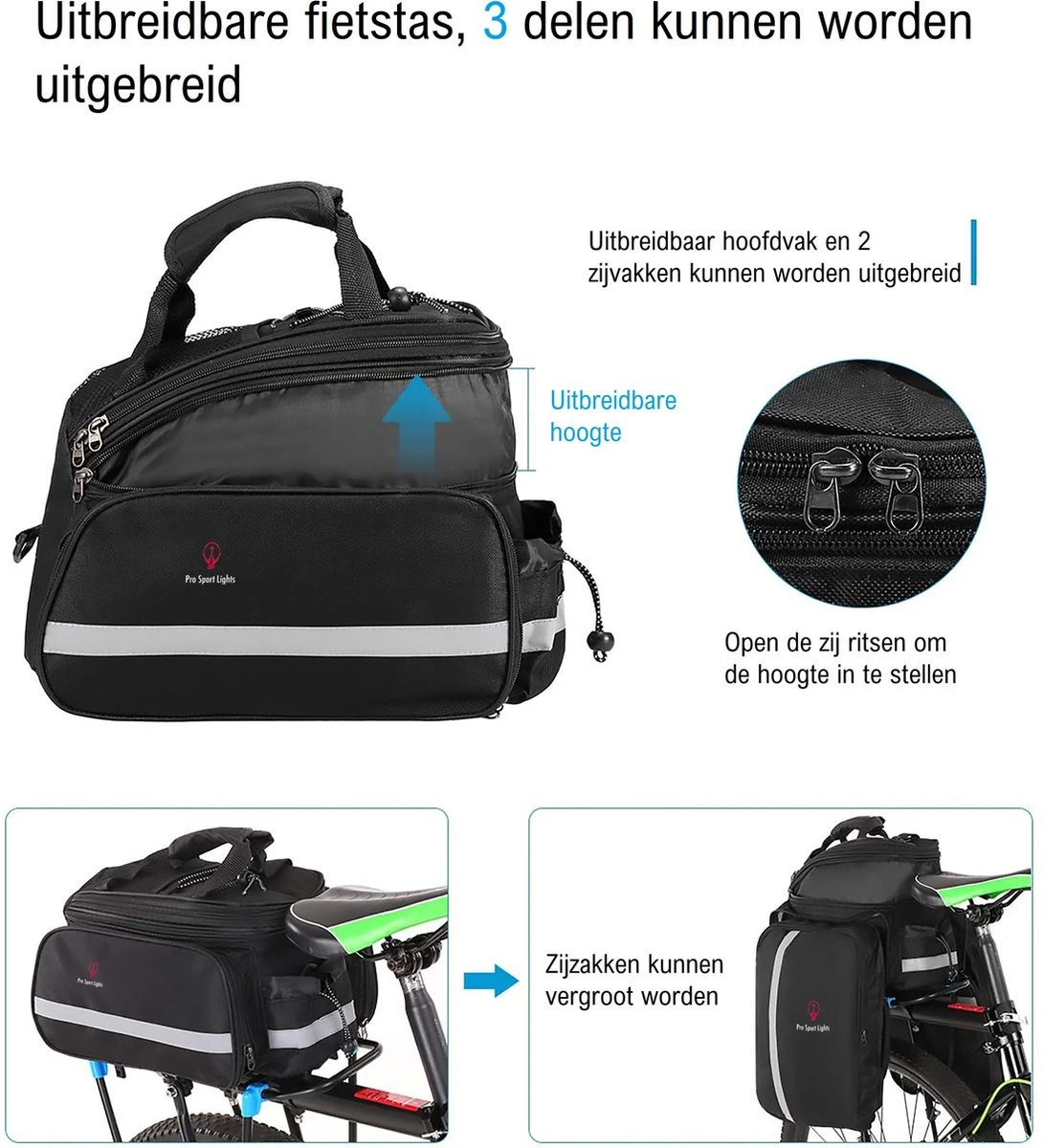 Fietstas Bagagedrager Achter - 8 Tot 20 Liter - Waterdicht Met Regenhoes - Enkele Tas Fiets - Trunkbag - Afbeelding 5