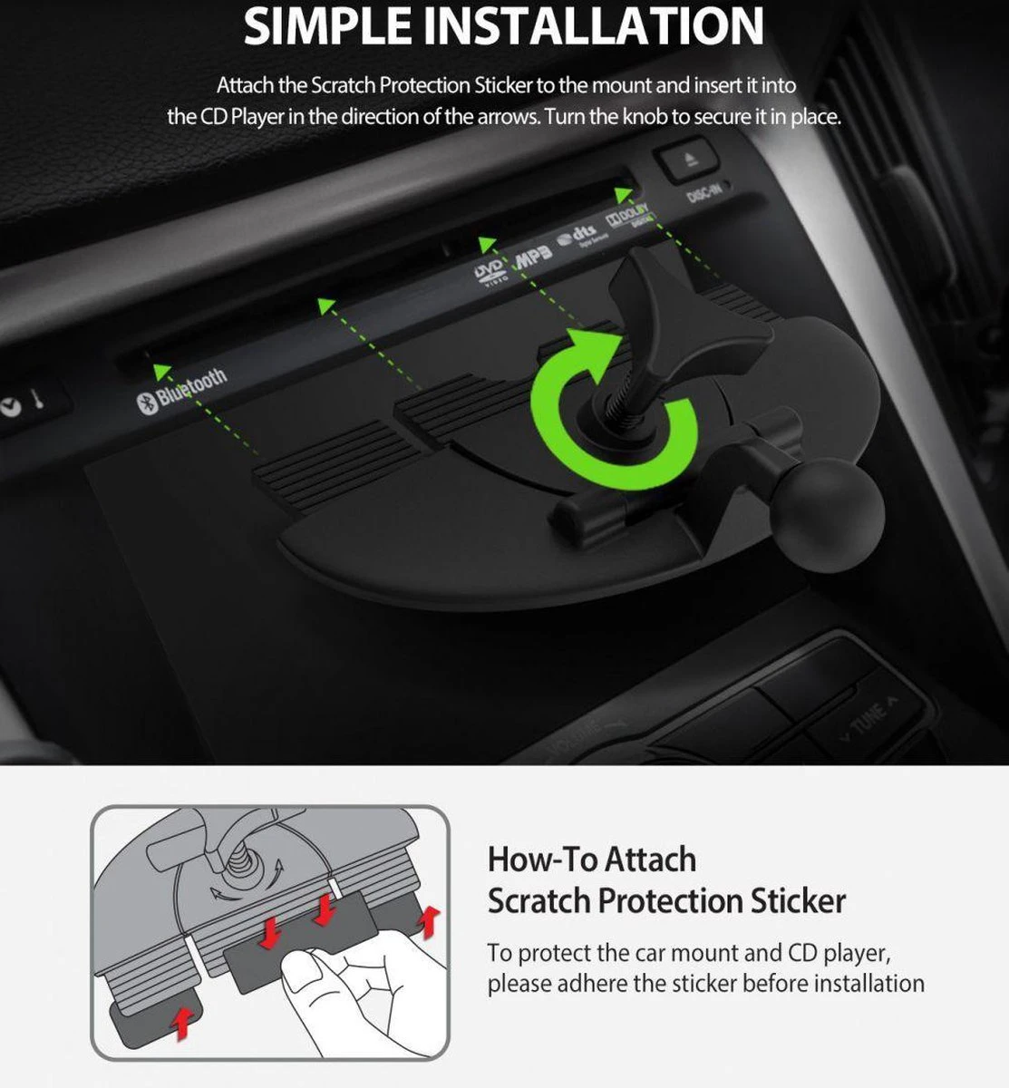 Ringke CD-Speler Houder Clamp Zwart - Afbeelding 4
