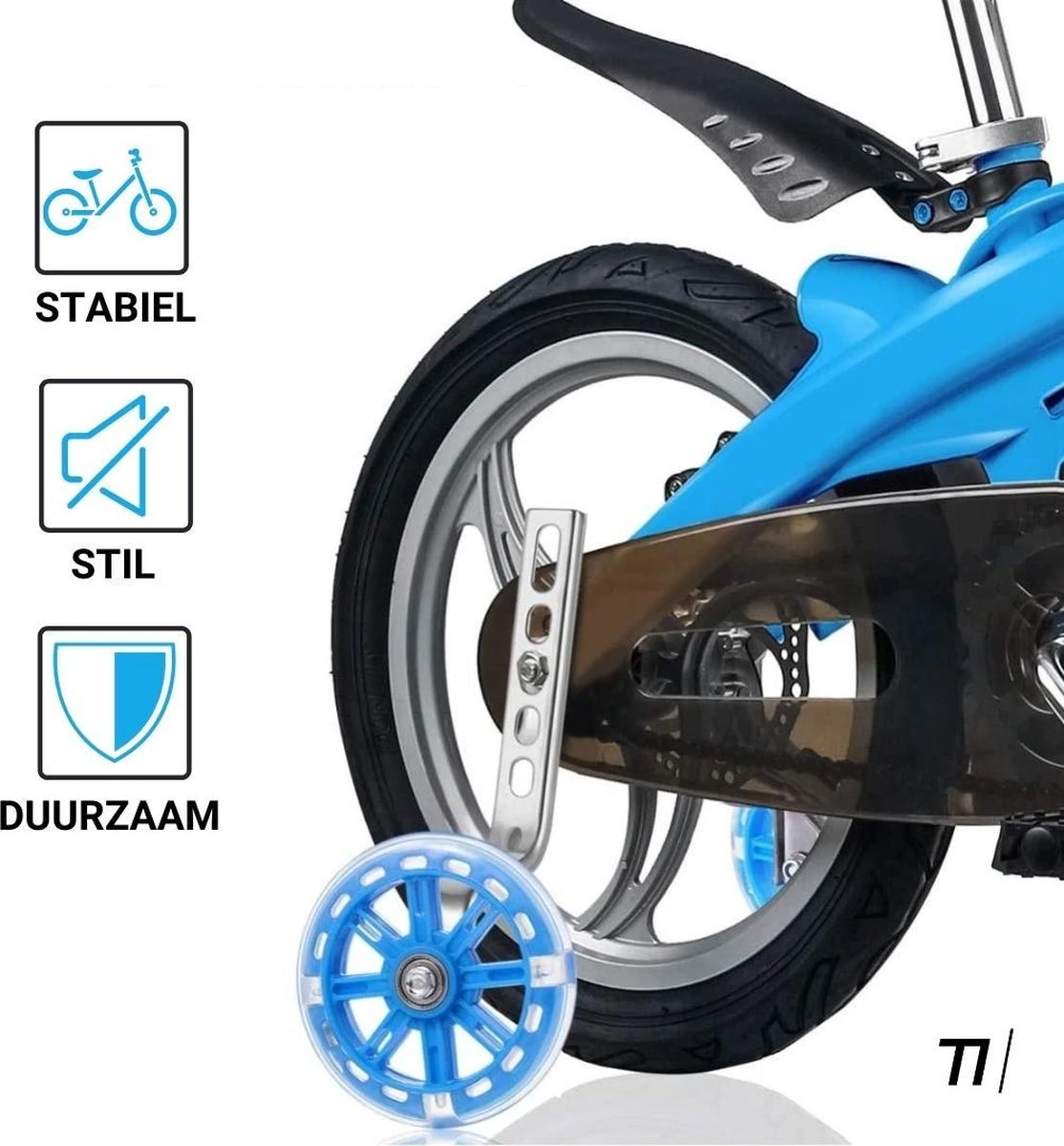 TIKKENS® Zijwieltjes - 12-20 Inch - LED Lichtjes - Zijwieltjes Voor Kinderfiets - Zwart - 12 Inch/14 Inch/16 Inch/18 Inch/20 Inch - Zijwielen - Kinderfietsaccessoires - Afbeelding 4