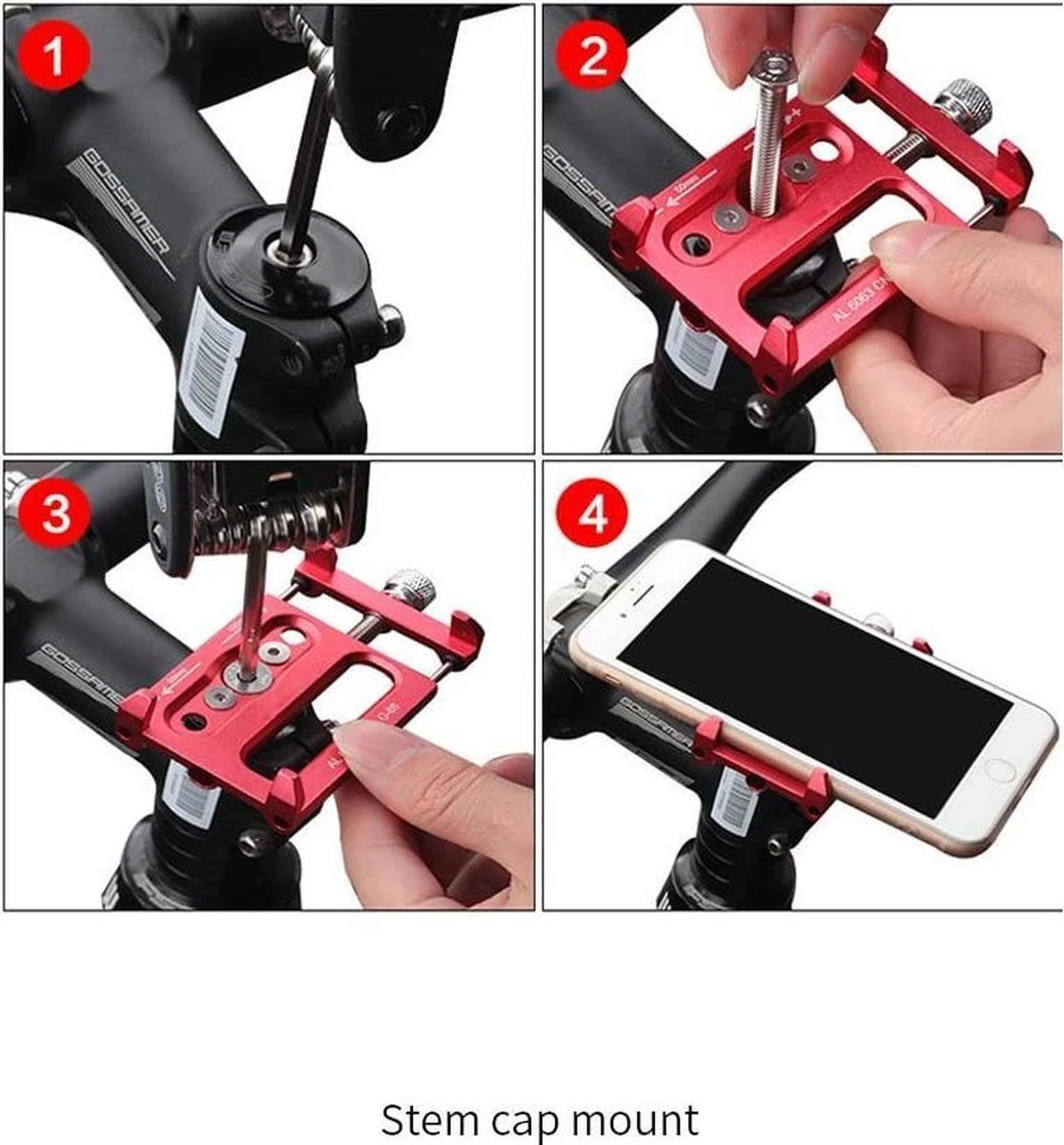 Fiets - En Motor Houder - Aluminium Fietsthouder Met 360 ° Rotatie Verstelbare Stuur Telefoonhouder - Afbeelding 6