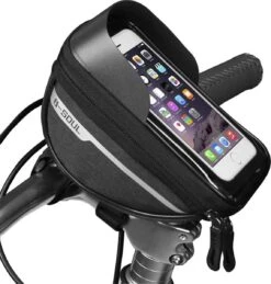 TechU™ Telefoonhouder Voor Fiets – Waterdichte Fietstas – Opbergruimte – Geschikt Voor Mobiel Tot 18 Cm / 7 Inch – Zwart