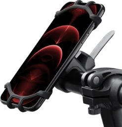 Universele Telefoonhouder Fiets Siliconen - Telefoon Houder Fiets Accessoires 360 Graden - Scooter Telefoonhouder - Zwart