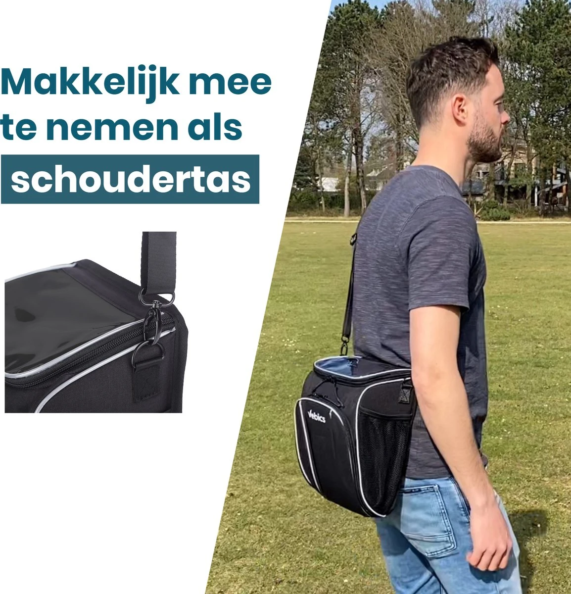 Vebics® Waterbestendige Stuurtas Fiets - Afneembaar - Elektrische Fiets - Racefiets - Telefoonhouder Fiets - Afbeelding 3