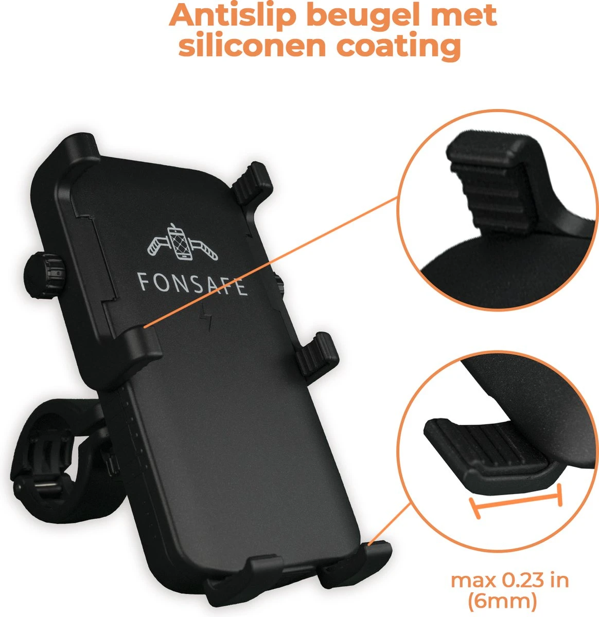 FONSAFE 3 In 1 Telefoonhouder Fiets Met Powerbank En LED Lamp - Universeel Schokbestendig - Fietslamp - Powerbank 5000 MAh – Zwart - Afbeelding 5