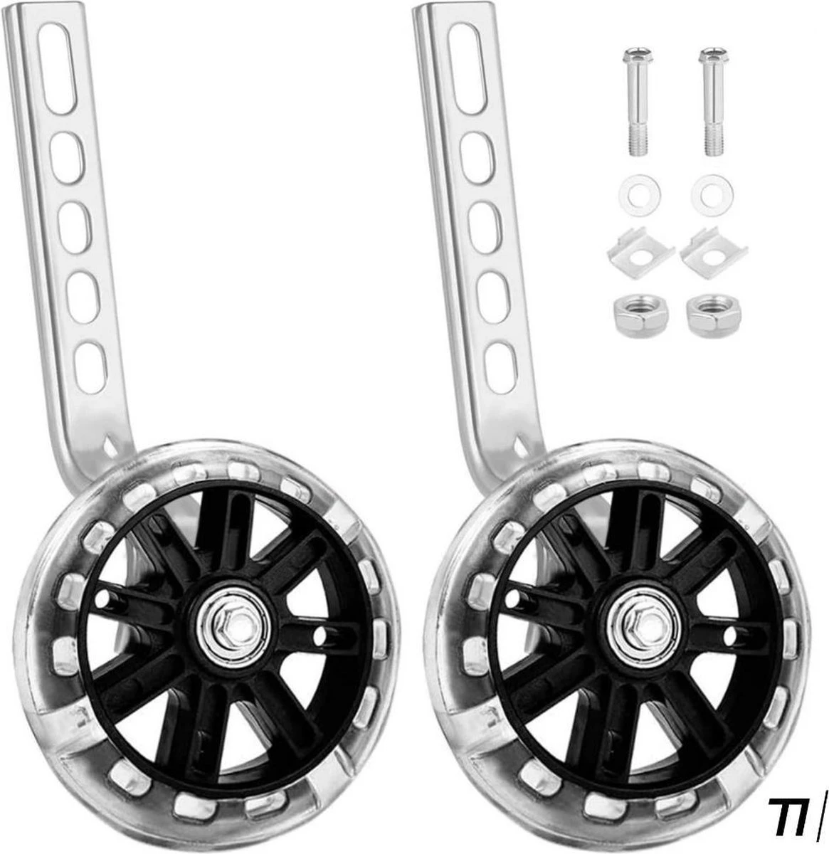 TIKKENS® Zijwieltjes - 12-20 Inch - LED Lichtjes - Zijwieltjes Voor Kinderfiets - Zwart - 12 Inch/14 Inch/16 Inch/18 Inch/20 Inch - Zijwielen - Kinderfietsaccessoires