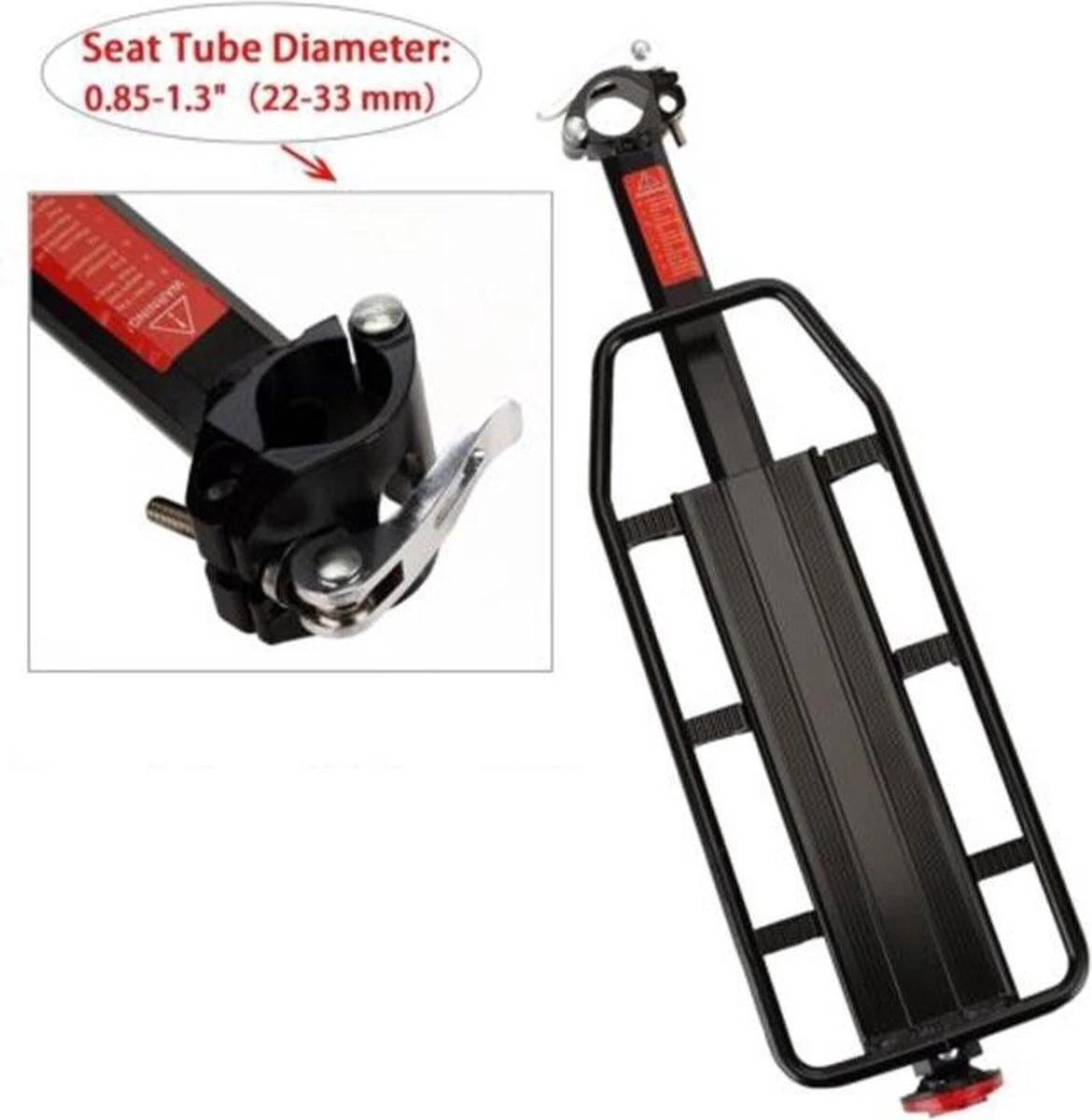 Merkloos Bagagedrager Fiets - Bagagerek Met Zadelpenbevestiging - Aluminium - Zwart - Geschikt Voor Mountainbike & Racefiets - Afbeelding 4