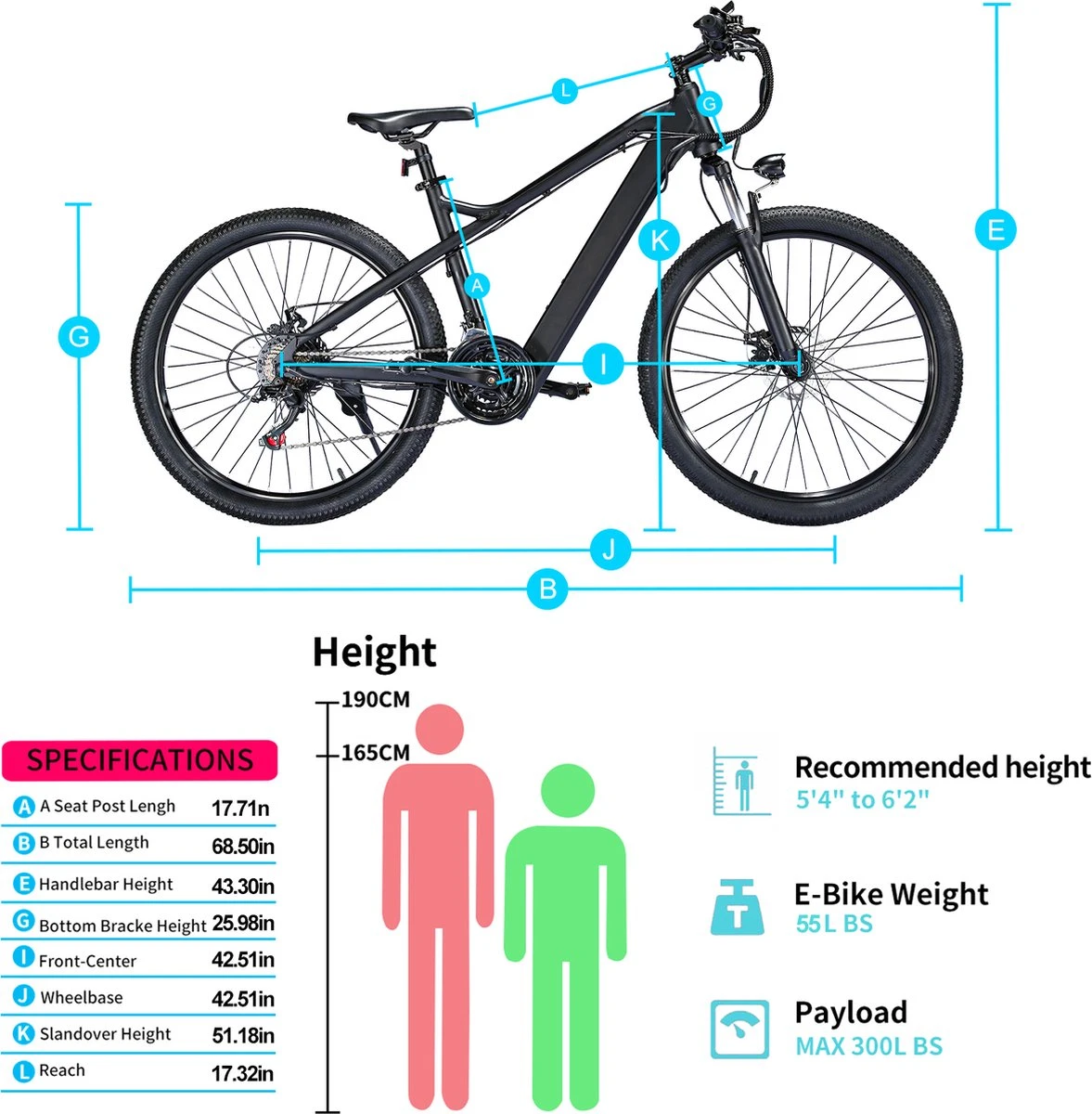 Elektrische Fiets Off-Road | E-Fietsen | Electric Mountain Bike | E-bike | 250W Motor | 26 Inch | Zwart BK7 - Afbeelding 3