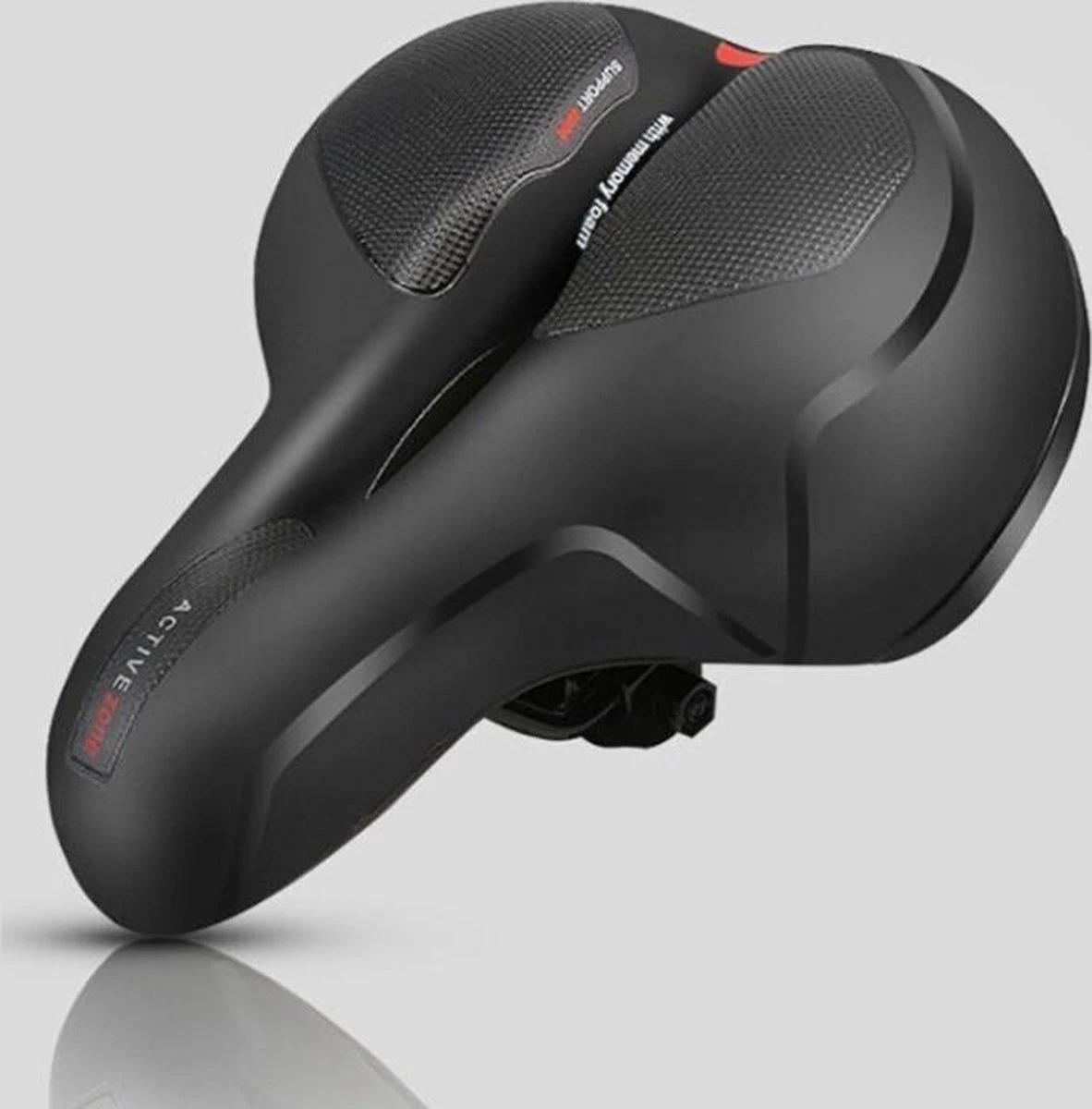 Voltano Fietszadel Met Gelpads - Zwart/Rood - Uitsparing - Zadelvering - Unisex - Incl. Gratis Zadelstrop - Afbeelding 16