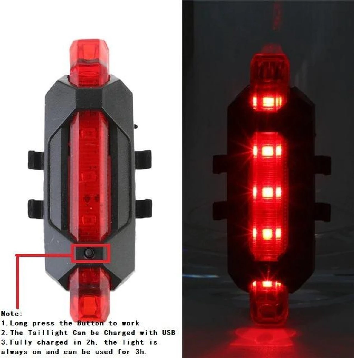 Merkloos Fietsverlichting Usb Oplaadbaar - LED - Lampen Set - Voor & Achter - Mountainbike - Racefiets - Fiets - Afbeelding 8