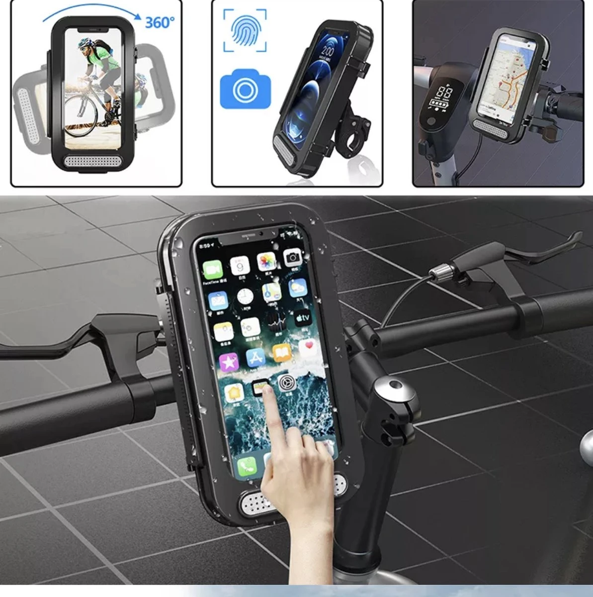 Merkloos Universele Telefoon Houder - Waterdicht Motorfiets Fiets Telefoon Houder Voor Stuur - Afbeelding 5