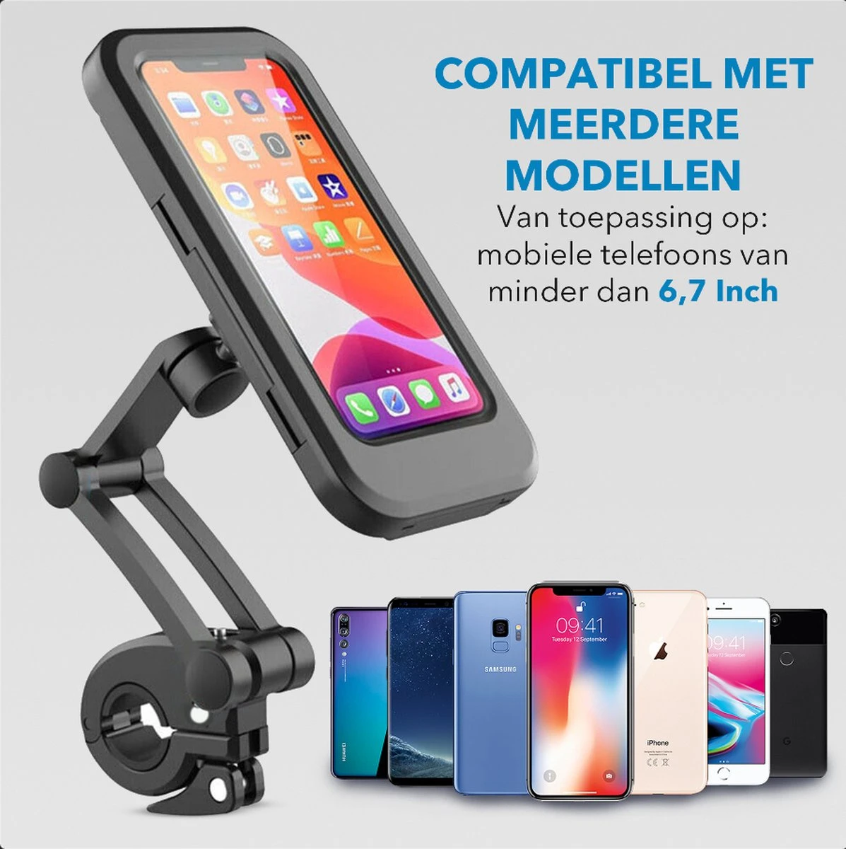 MW® Telefoonhouder Fiets - Telefoonhouder Scooter & Motor Waterdicht - GSM Houder Fiets - 4 Tot 6'' - Afbeelding 3