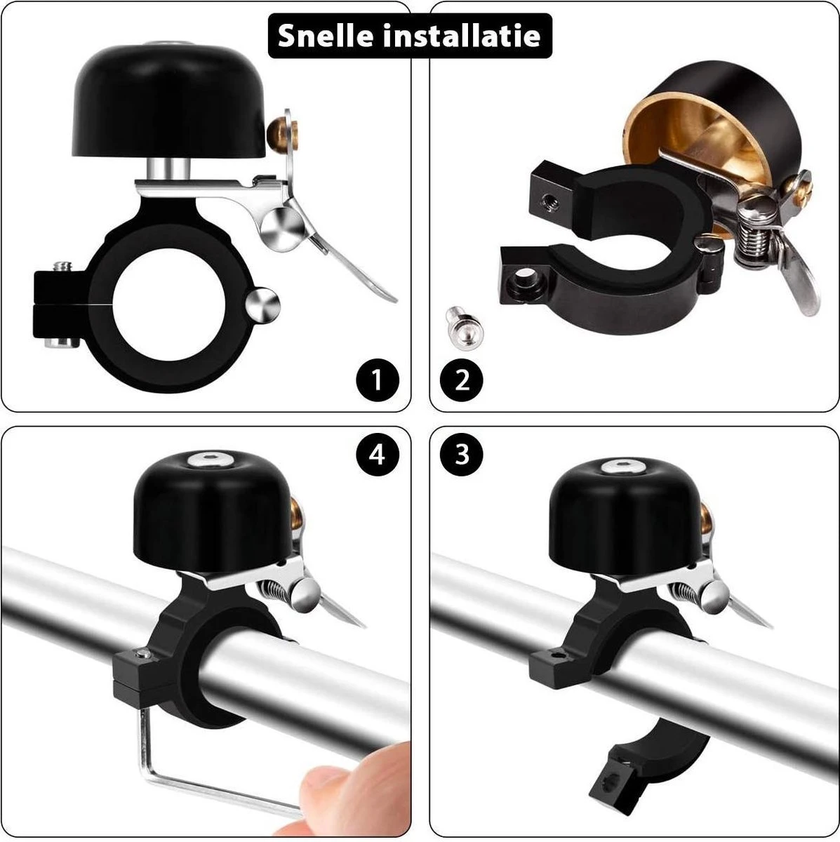 Fit Evolve® Premium Fietsbel - Messing - Fietsbel Racefiets - MTB - Zwart - Afbeelding 3