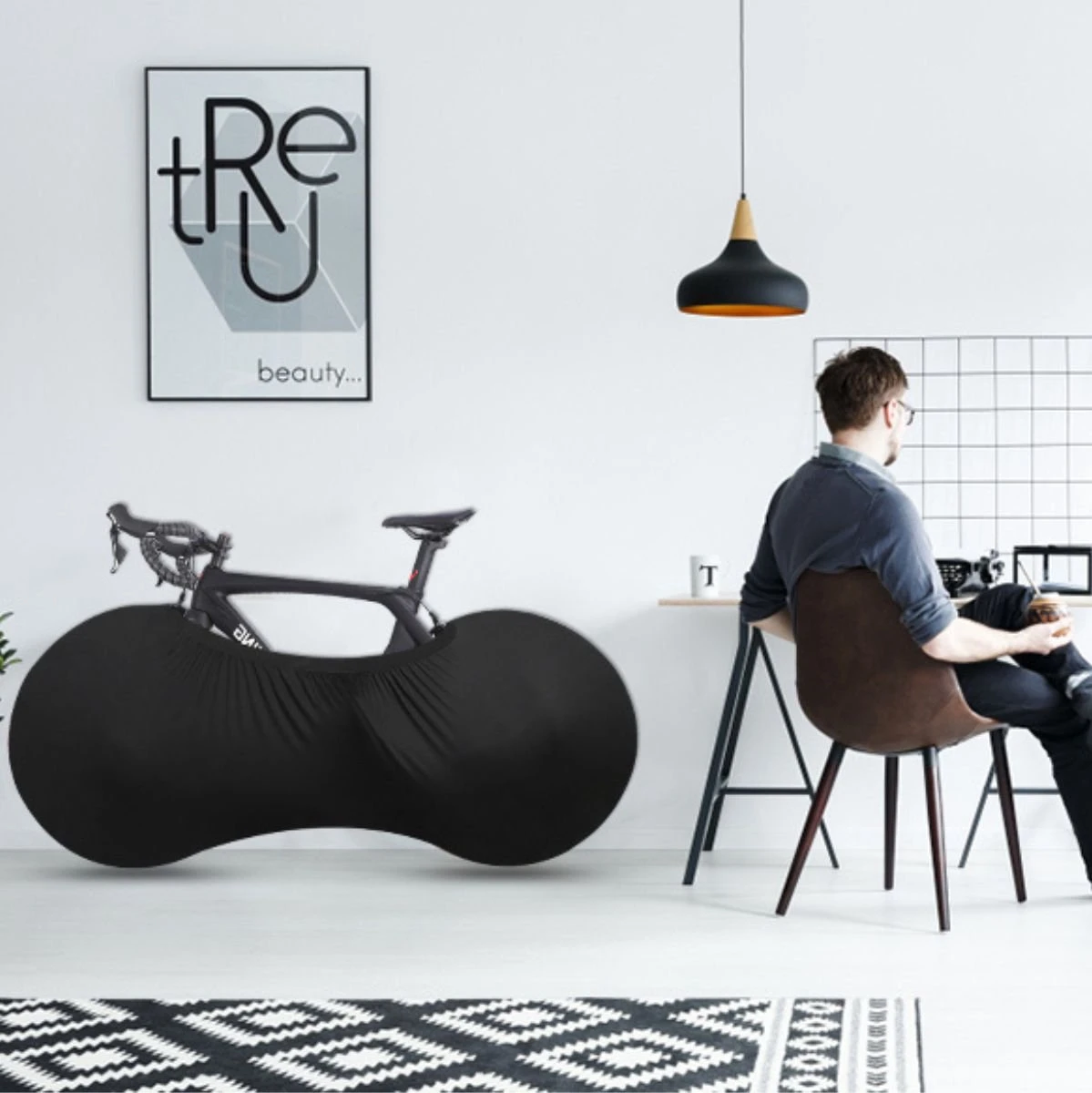 B-Y Sleeve Fietshoes T/m 29" - Fiets Beschermhoes - Racefiets Hoes - MTB - Bike Cover - Model: Black - Afbeelding 6