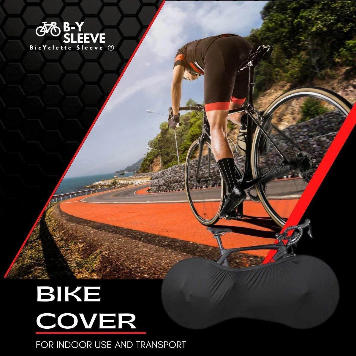 B-Y Sleeve Fietshoes T/m 29" - Fiets Beschermhoes - Racefiets Hoes - MTB - Bike Cover - Model: Black - Afbeelding 7