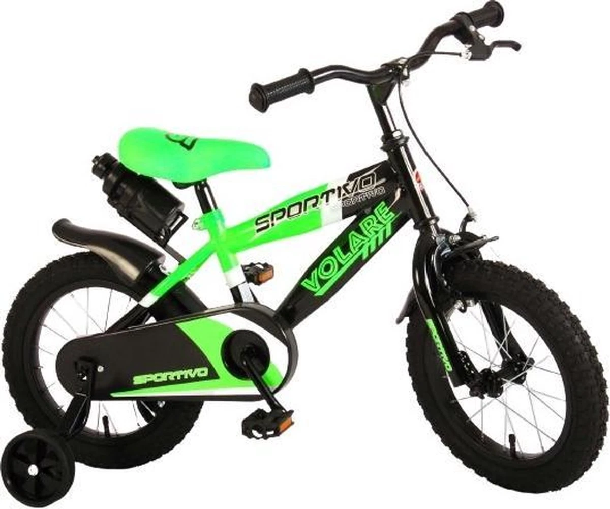 Volare Sportivo Kinderfiets - Jongens - 14 Inch - Neon Groen/Zwart - 95% Afgemonteerd - Afbeelding 16