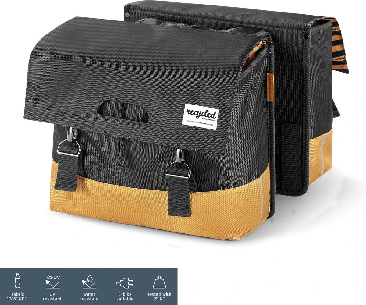 Urban Proof Fietstas Dubbel 40L Recycled Grijs Geel - UP400580 - Afbeelding 10