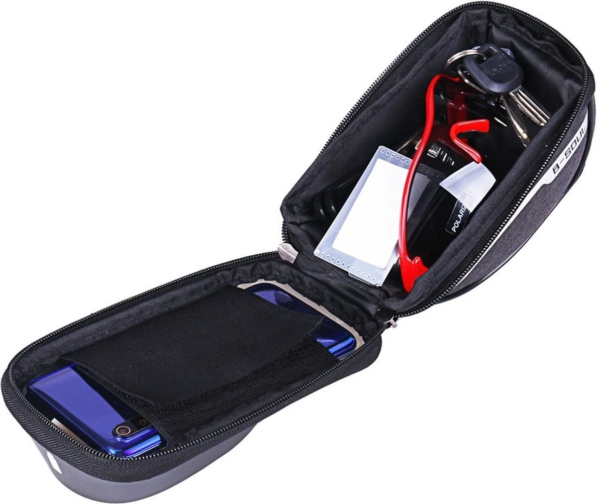 TechU™ Telefoonhouder Voor Fiets – Waterdichte Fietstas – Opbergruimte – Geschikt Voor Mobiel Tot 18 Cm / 7 Inch – Zwart - Afbeelding 6