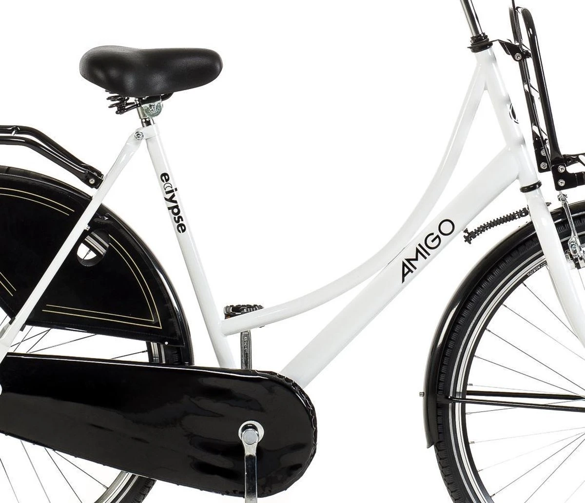 Amigo Eclypse Transportfiets 28 Inch - Omafiets Met Voordrager - Wit/Zwart - Afbeelding 4