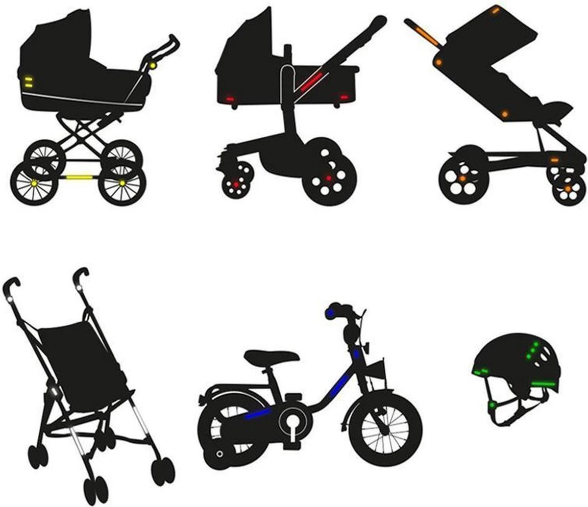 Reflecterende Veiligheids Stickers - Wit/zilver - Reflectie Tape Voor In Het Verkeer - Maak Wandelwagens, Koffers, Buggy's, Skelters, Helms, Fietsen Etc Goed Zichtbaar In Het Donker. - Afbeelding 3