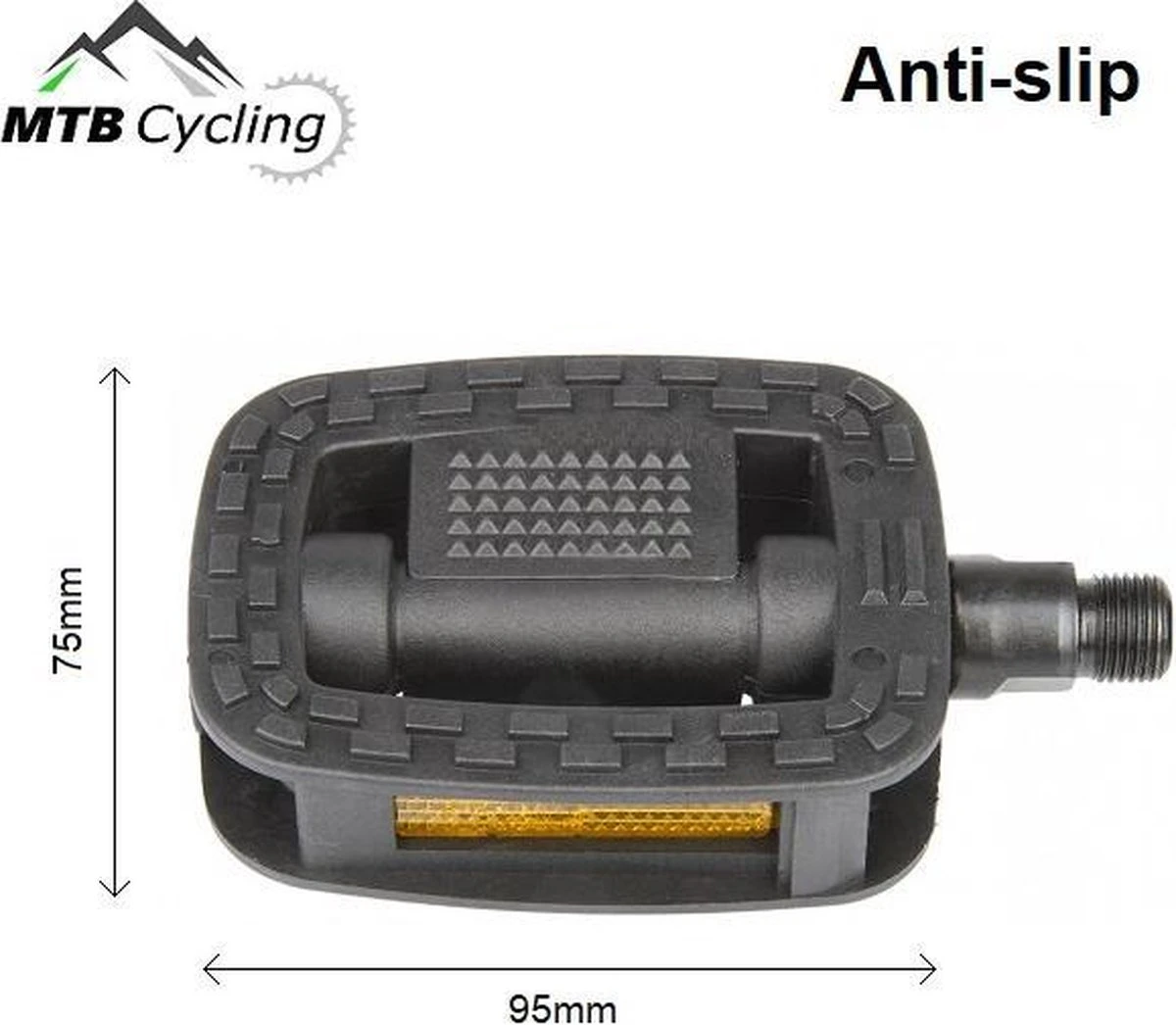 Fiets Pedalen - Anti Slip - Trappers Voor Fiets Met Reflector - 14.2mm Schroefdraad - 9/16 Inch -Zwart - Afbeelding 8