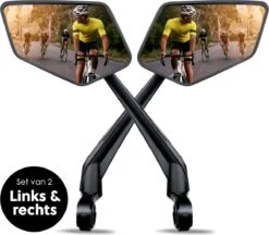 BikePro Verstelbare Fietsspiegel Set Incl. Reflectoren - Links & Rechts - Achteruitkijkspiegel Fiets - Geschikt Voor E Bike, Fiets, Motor, Step