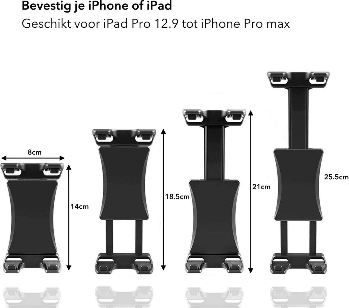 Tablet Houder Hoofdsteun - Tripod BS® - Geschikt Voor Smartphone IPad Telefoonhouder – Verstelbaar Voor Fiets Auto En Motor – Incl 2 Gratis Mounts - Afbeelding 2