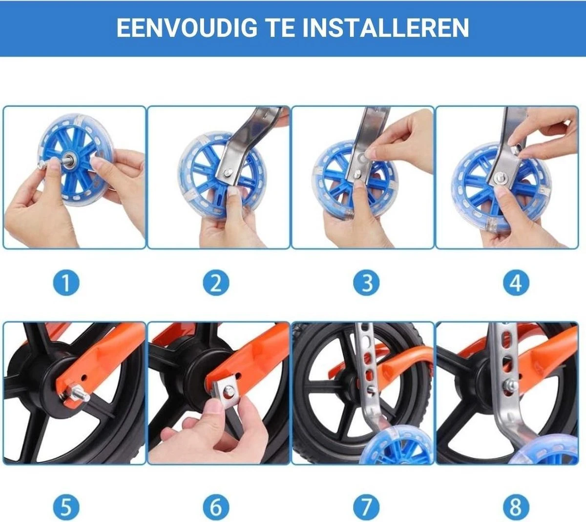 TIKKENS® Zijwieltjes - 12-20 Inch - LED Lichtjes - Zijwieltjes Voor Kinderfiets - Zwart - 12 Inch/14 Inch/16 Inch/18 Inch/20 Inch - Zijwielen - Kinderfietsaccessoires - Afbeelding 3