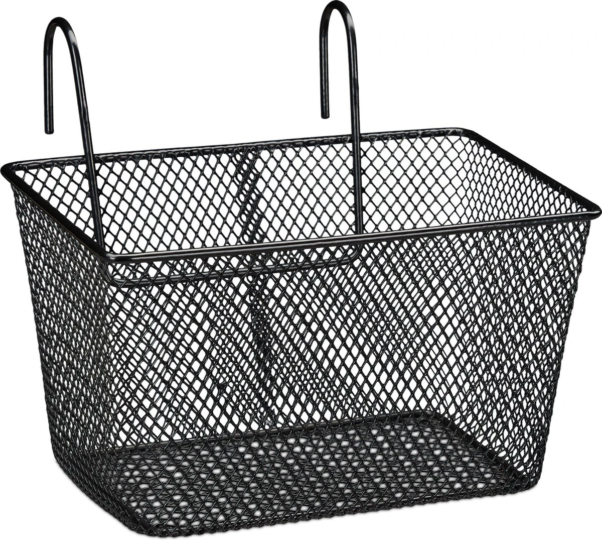 Relaxdays Fietsmand Stuur - Fietsmandje Met Haken - Fiets Mand Voorop - Klein - Metaal - Zwart - Afbeelding 8