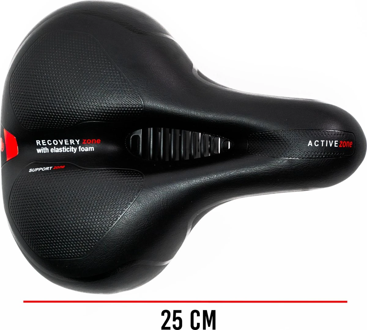 Voltano Fietszadel Met Gelpads - Zwart/Rood - Uitsparing - Zadelvering - Unisex - Incl. Gratis Zadelstrop - Afbeelding 2