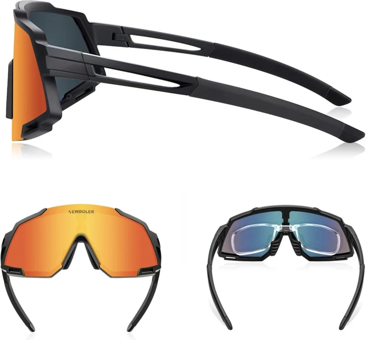 Fietsbril - Sportbril - Racefiets - MTB Mountainbike - 5 Verwisselbare Lenzen En Insert Adapter - Afbeelding 3