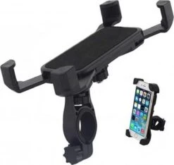 Merkloos Smartphone Fietshouder | Universeel | Verstelbaar | Telefoonhouder Voor Op De Fiets | 360 Graden Roteren | Bike Mount | Luxe Telefoonhouder | Stevige Mobiel Houder Fiets | Zwart