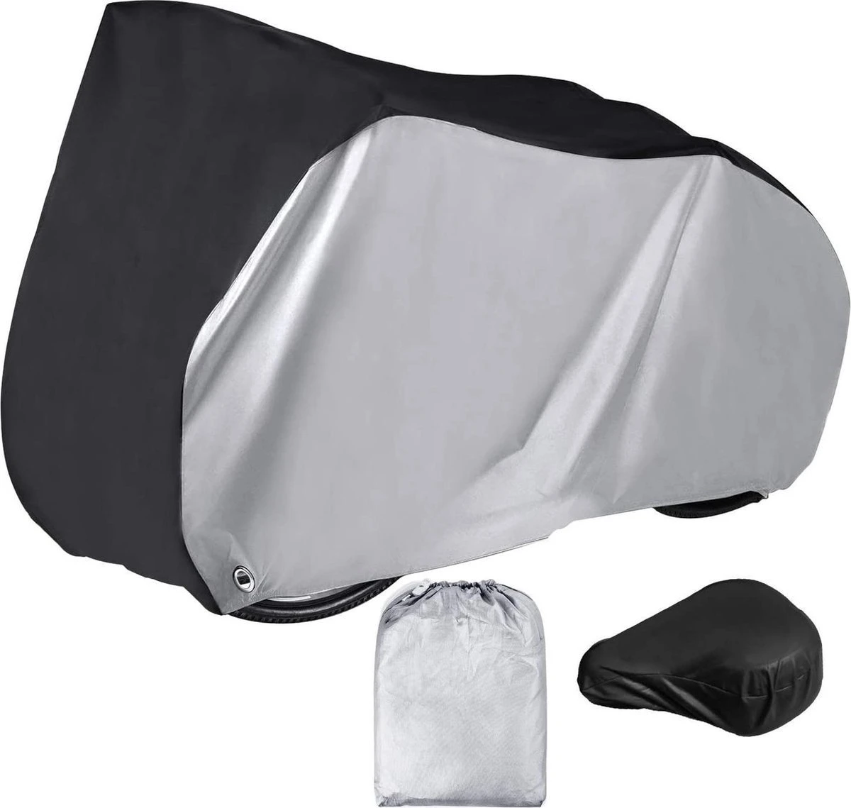 Fiets Beschermhoes - 210D + Zadelhoes + Opbergtas - Voor 2 - 3 Fietsen - Alle Weersinvloeden - 110 X 80 X 200 Cm (B*H*L)