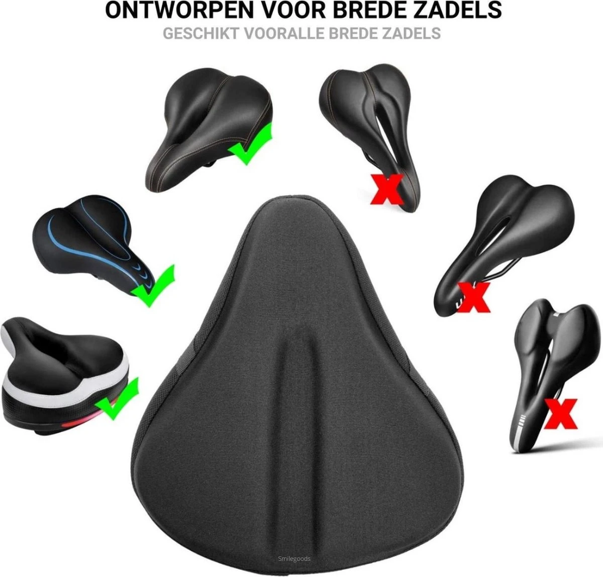 Smilegoods® Gel Zadelhoes Fiets 3D - Zadeldek - Zadelhoes Waterdicht - Zadeldek Fiets - Universeel Brede Zadels - Veiligheidsreflector Voor In Het Donker - Afbeelding 2