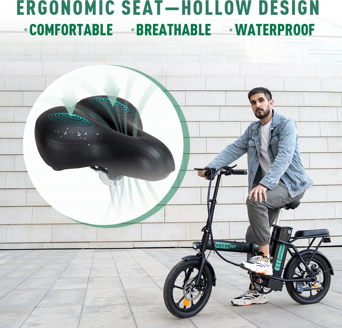 HITWAY Elektrische Fiets Met 36V 7.5Ah Verwijderbare Batterij, Bereik Tot 75 Km Lange Afstand Elektrische Fiets 16 Inch, 250W Achtermotor E-Citybike Holland Bike - Afbeelding 3