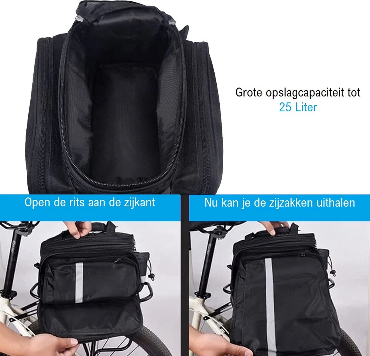 Fietstas Bagagedrager Achter - 8 Tot 20 Liter - Waterdicht Met Regenhoes - Enkele Tas Fiets - Trunkbag - Afbeelding 9