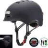 Fietshelm- Met Voor- En Achterlicht-Skatehelm -Maat-M-54 Tot 57 Cm-Helm Mat-Zwart - LED Verlichting