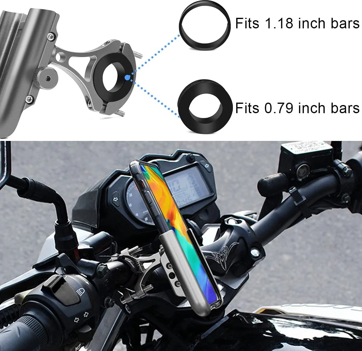 Merkloos Mobiele Telefoon Houder Fiets Aluminium Motorfiets Mobiele Telefoon Houder Met 360° Draaibare Anti-Shake Motorfiets Smartphone Houder Scooter Universeel Voor 4.0-6.8 Inch Smartphone GPS Andere Apparaten - Afbeelding 5