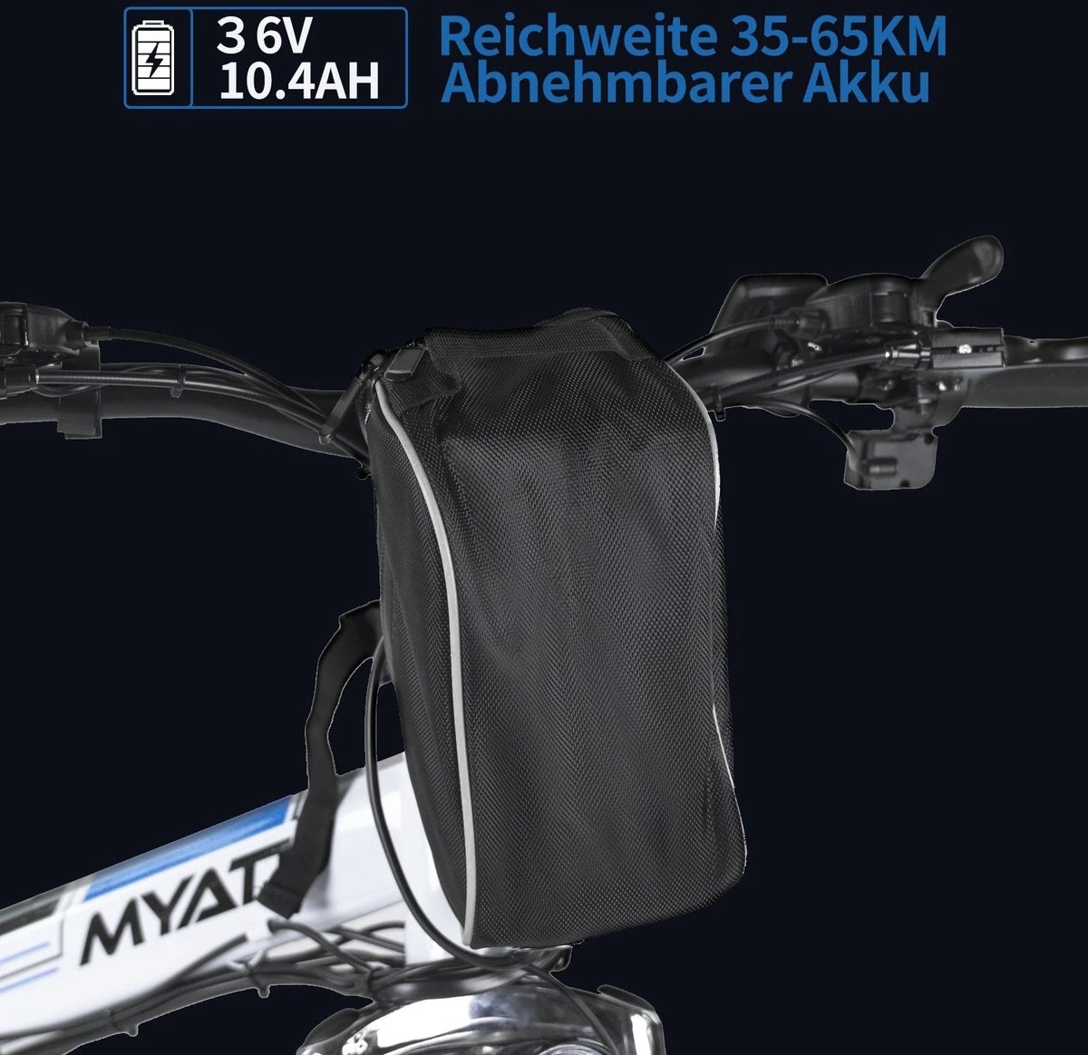 Myatu E-Bike 26-inch E-bike Voor Vrouwen En Mannen, Mountainbike Elektrische Fiets Met 36V 10.4AH Accu En Shimano 21 Versnellingen, 21 Versnellingen, Derailleur, 250 W - Afbeelding 8