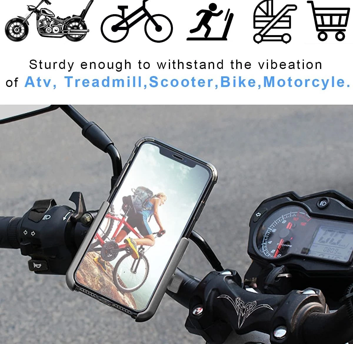 Merkloos Mobiele Telefoon Houder Fiets Aluminium Motorfiets Mobiele Telefoon Houder Met 360° Draaibare Anti-Shake Motorfiets Smartphone Houder Scooter Universeel Voor 4.0-6.8 Inch Smartphone GPS Andere Apparaten - Afbeelding 6