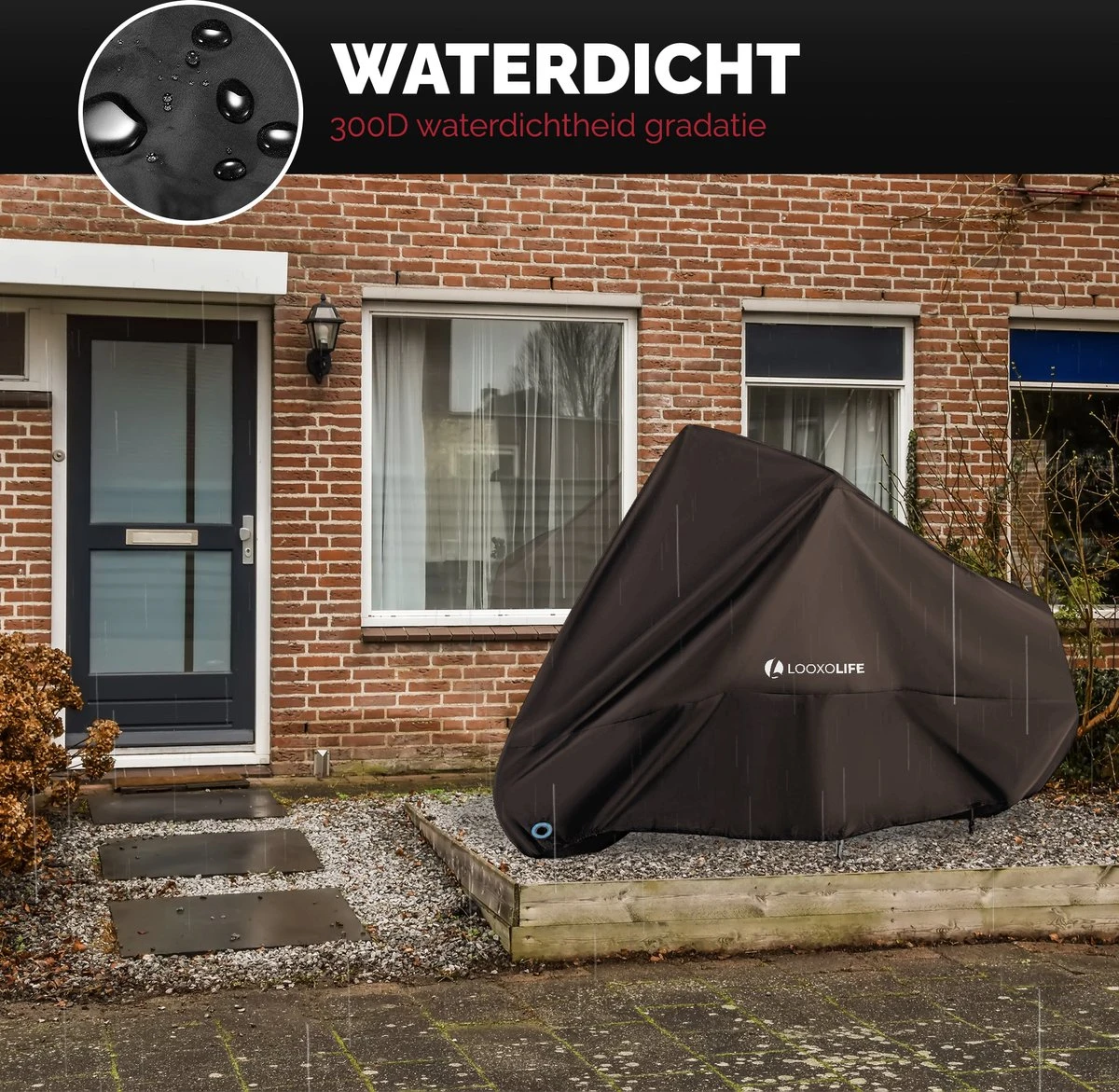 Merkloos Fietshoes - Voor 2 Fietsen Of 3 Fietsen - Waterdicht - Ultra Sterk & Dik - Premium PU Coating - Incl. Opberghoes - Afbeelding 2