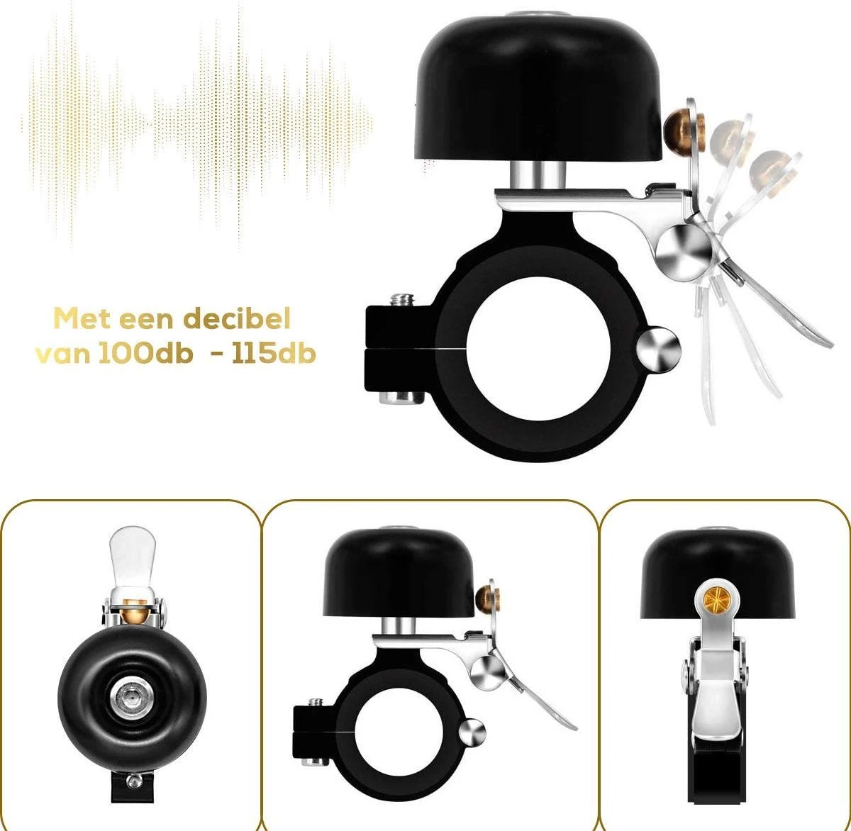 Fit Evolve® Premium Fietsbel - Messing - Fietsbel Racefiets - MTB - Zwart - Afbeelding 4