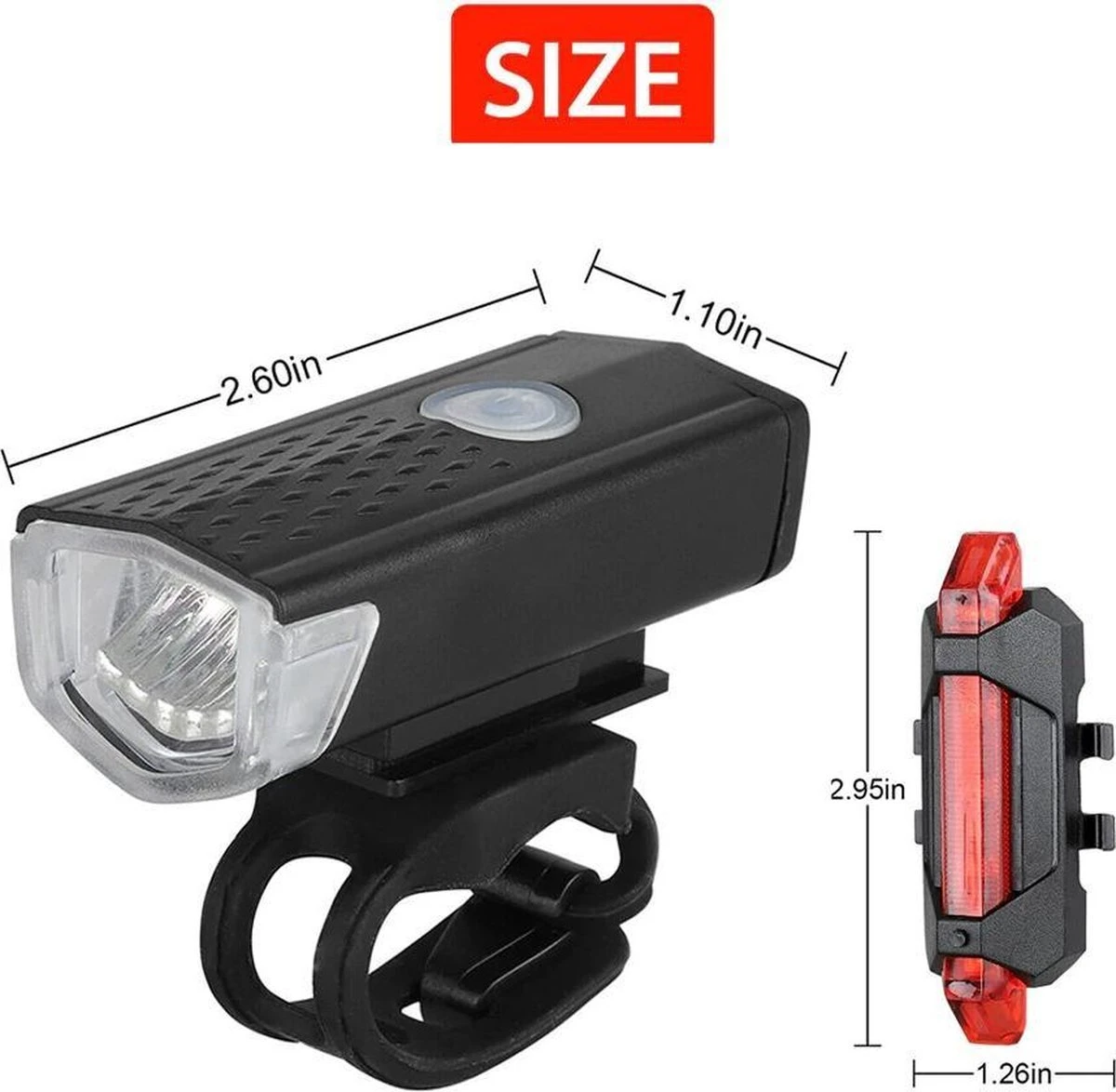 Merkloos Fietsverlichting Usb Oplaadbaar - LED - Lampen Set - Voor & Achter - Mountainbike - Racefiets - Fiets - Afbeelding 2